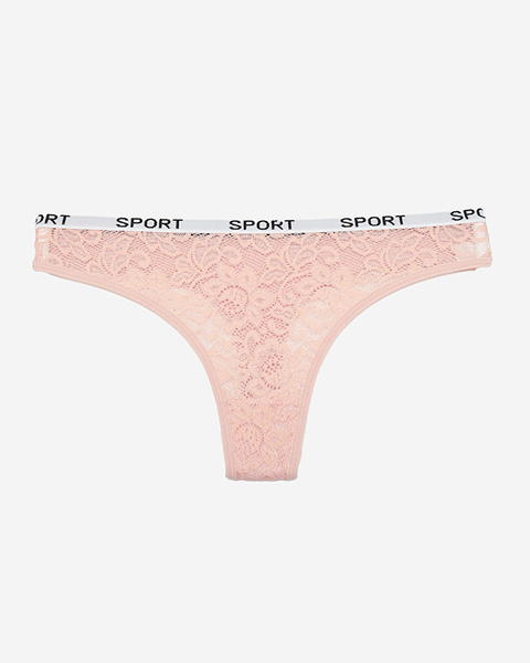 Powder women's lace thong with inscriptions - Underwear