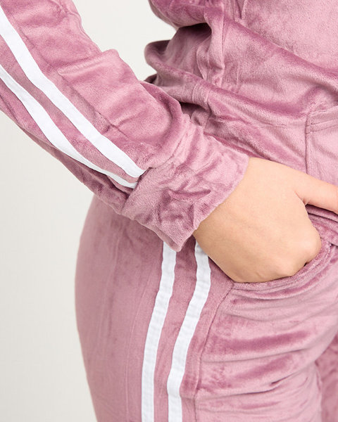 Purple insulated women's tracksuit set with stripes - Clothing