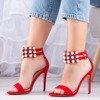Red sandals on a high heel with cubic zirconia Elvine - Footwear