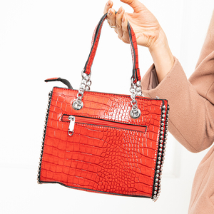 Red small women's handbag with embossing - Accessories