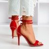 Red tied sandals on a high heel Taya - Footwear 1