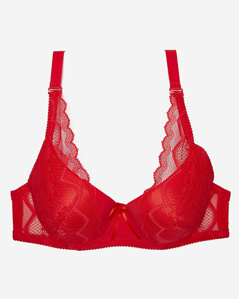 Red women's bra with lace- Lingerie