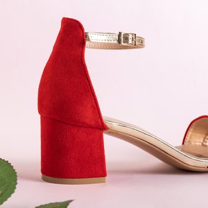 Red women's low-heeled sandals Kamalia - Footwear