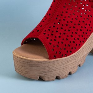 Red women's openwork sandals on a post Norisa - Footwear
