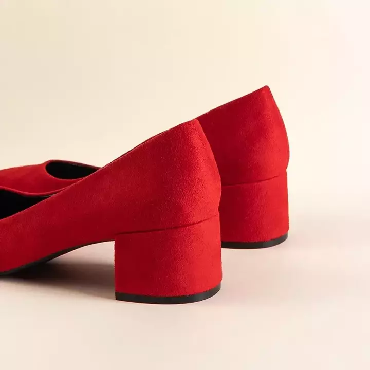 Red women's pumps with a low heel Lavender - Shoes
