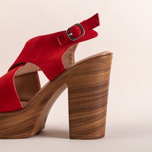 Red women's sandals on a high post Inga - Footwear