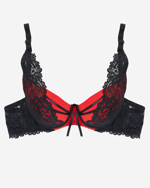 Sensual red and black lace bra - Underwear