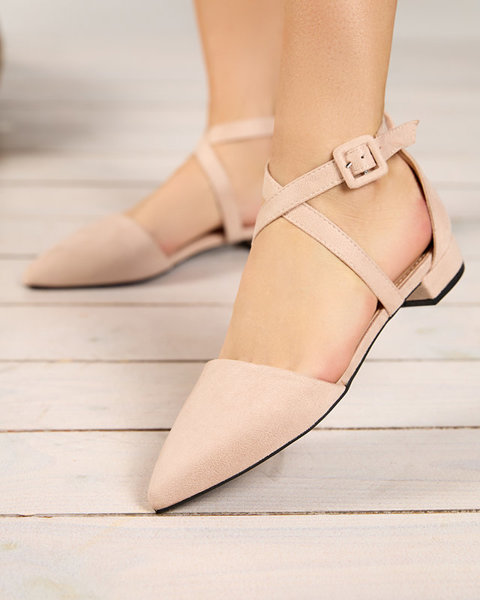 Shoes for women with flat heels, beige Qiumi - Shoes