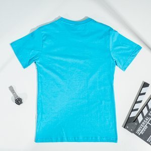 Turquoise men's printed t-shirt - Clothing