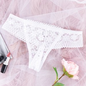 White Women's Lace Thong - Underwear