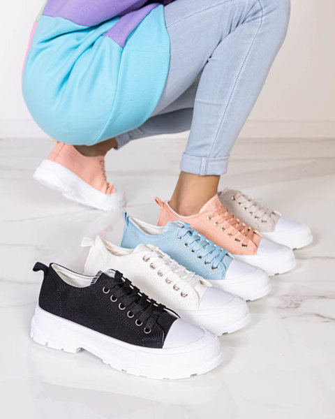 White and ecru women's sneakers on a higher sole Mytiko - Footwear