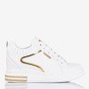 White and gold sneakers on a wedge heel Marcja - Footwear