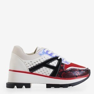 White and red women's sneakers with colored inserts Bumba - Footwear