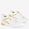 White and yellow women's sneakers with an indoor wedge heel Marcja - Footwear