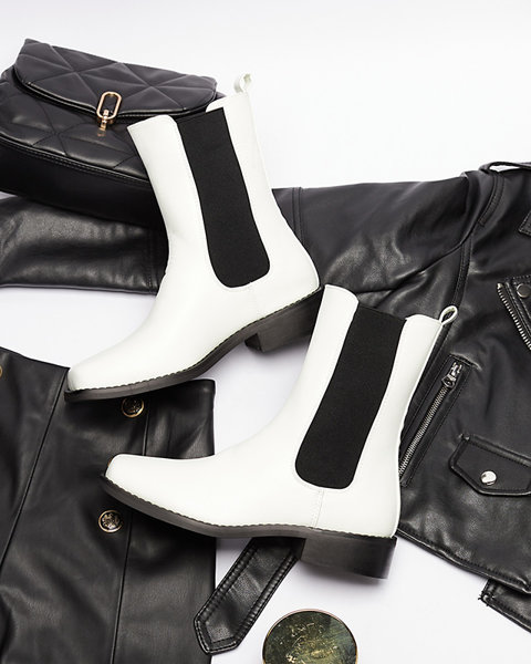 White high boots for women with a square toe Ludiz- Footwear