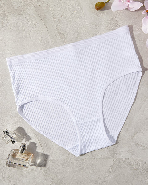 White ribbed panties for women- Underwear