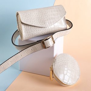 White two-piece waist bag a'la snake skin - Handbags