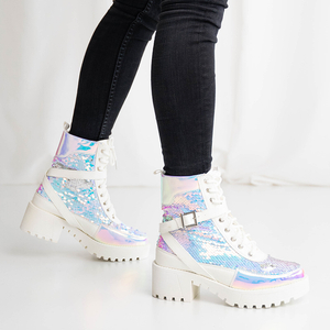 White women's boots with sequins from Impresa - Footwear