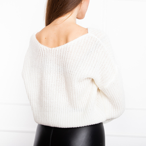 White women's short sweater - Clothing