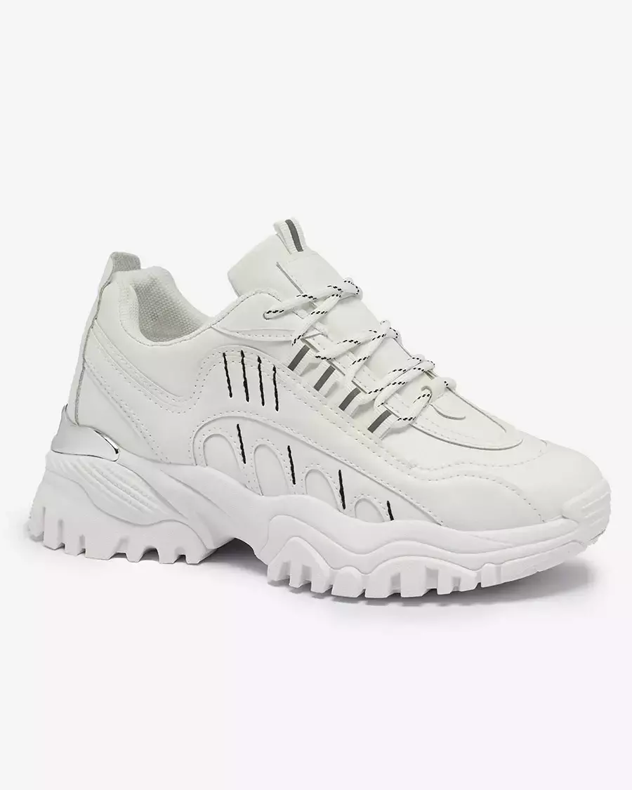 White women's sports shoes on a solid sole Cetella - Footwear