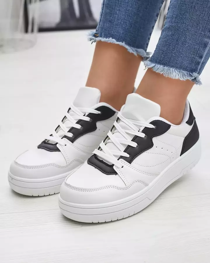 White women's sports shoes with black inserts Tercua- Footwear