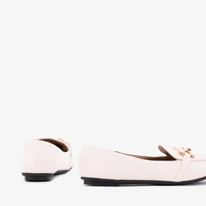 Women's Cream Loafers with Olly Decoration - Footwear