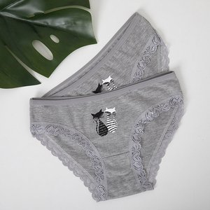 Women's Gray Briefs with Lace Printed 3 / pack - Underwear