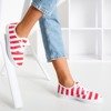 Women's Red Seashell Striped Sneakers - Footwear