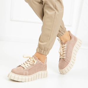 Women's beige sports sneakers Omamo - Footwear