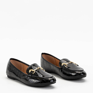 Women's black lacquered loafers with Cerilla embossing - Shoes