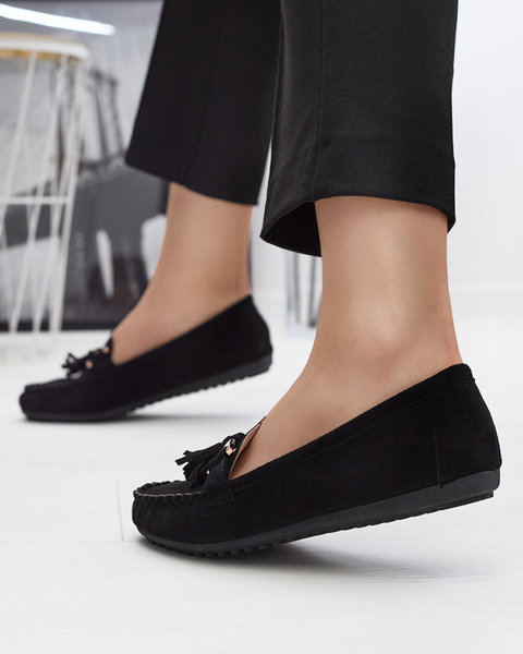 Women's black moccasins with fringes Amillad - Footwear