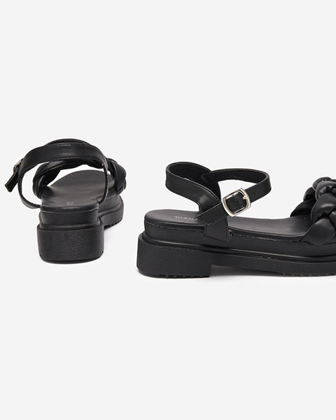 Women's black sandals with a braided belt Kafha - Footwear