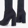 Women's black shiny boots on the Goslaw post - Footwear