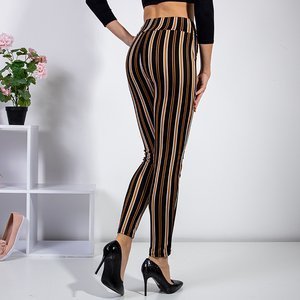 Women's black striped fabric treggings - Clothing
