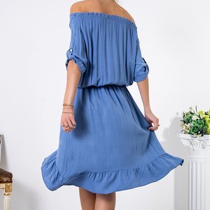 Women's blue asymmetrical dress a'la spanish - Clothing