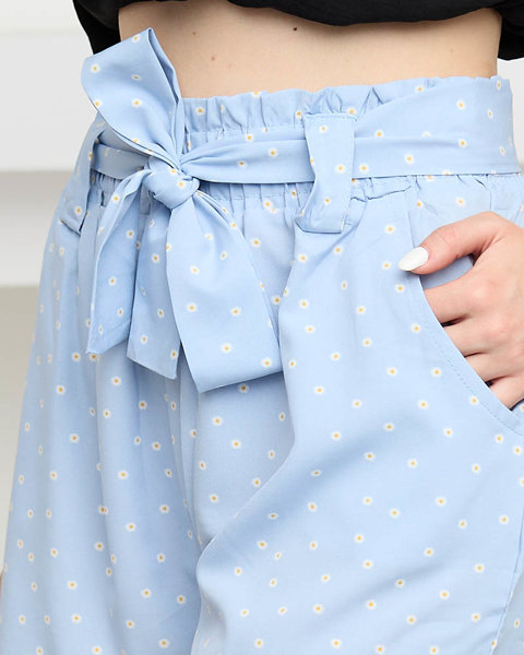 Women's blue patterned fabric floral shorts - Clothing