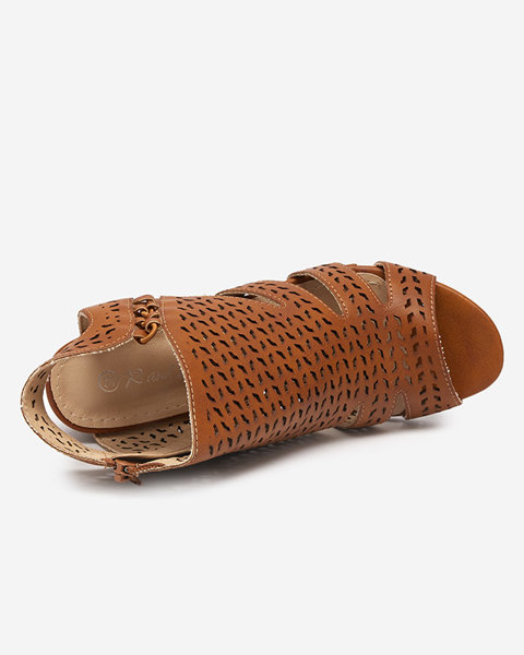 Women's camel-colored openwork sandals Mofera - Footwear