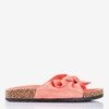 Women's coral flip-flops with bow Sun and Fun - Footwear