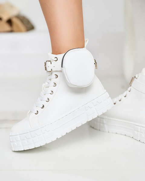 Women's eco leather sports shoes in white Kolibs- Footwear