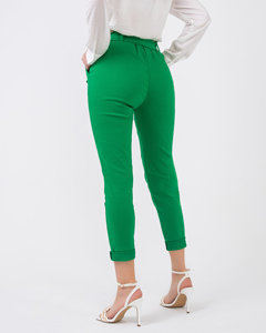 Women's fabric high-waisted pants in green - Clothing