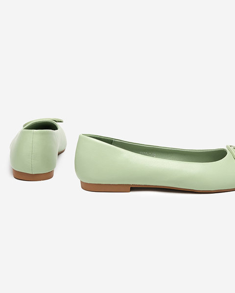 Women's green pointed ballerinas with an ornament on the toe Manico - Footwear