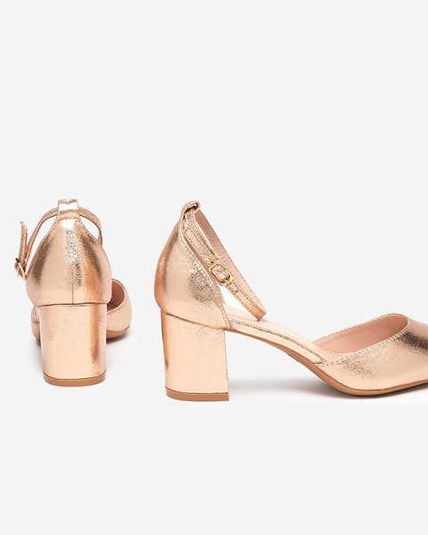 Women's low stiletto sandals in rose gold Nerola - Footwear