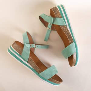 Women's mint sandals on a low wedge Akiko - Shoes