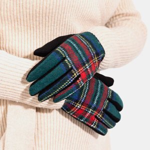 Women's mittens in green checkered - Gloves
