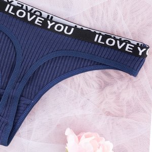 Women's navy blue cotton thongs - Underwear