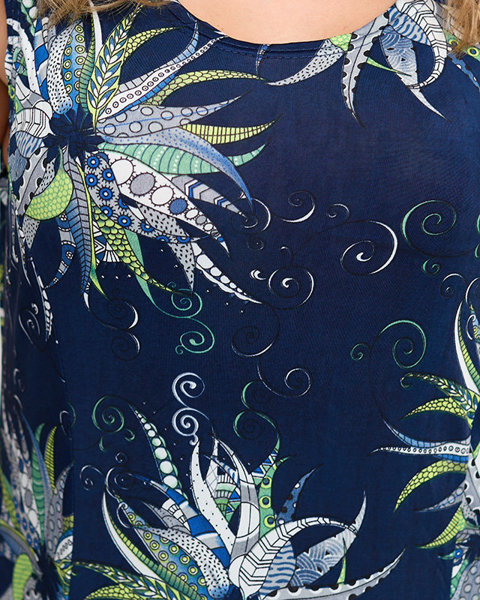 Women's navy blue floral short dress - Clothing