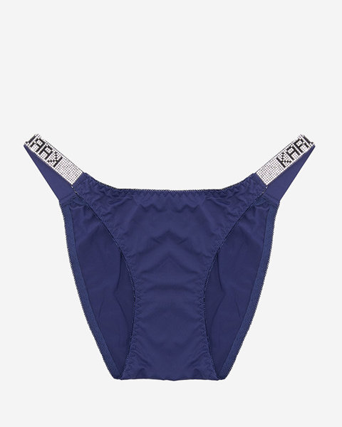 Women's navy blue panties with decorative stripes - Underwear
