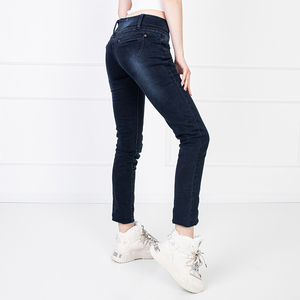 Women's navy blue straight jeans - Clothing