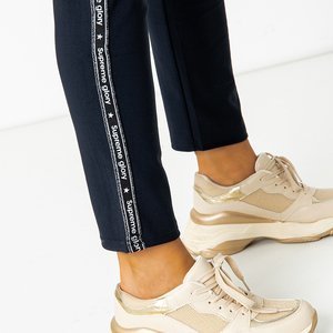 Women's navy blue sweatpants with stripes - Clothing