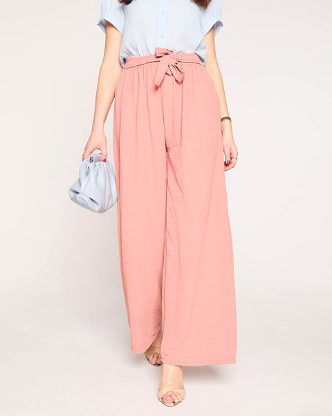 Women's pink wide palazzo trousers - Clothing